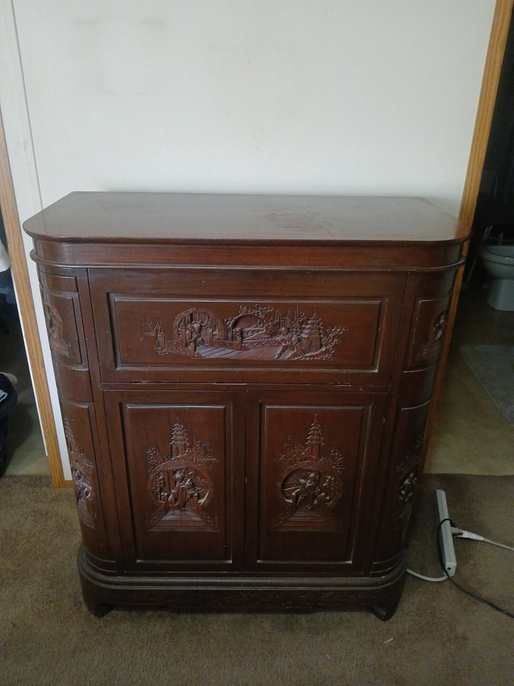 George Zee Asian Chinoiserie Bar Cabinet ANTIQUE