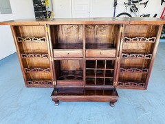 Beautiful Vintage Mid Century Dark Walnut Wood Beverage Dry Bar Cabinet