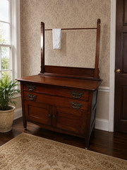 Versatile Antique Cherry Finished Cabinet 2 drawers with 2 cabinet doors below