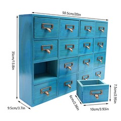 16 Drawers Apothecary Cabinet Library Card Catalog Cabinet Tabletop Vintage Apot