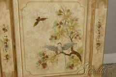 54933: Chinoiserie 2 Door Bonnet Top China Display Cabinet