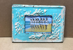 VTG Shabby Photo 4×6 Tin Ceiling Metal Teal Blue Picture Frame Old 446-26B