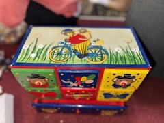 Dated 1908 Antique Hand Painted Kids Apothecary Style Storage Cabinet 12”x9”x6”