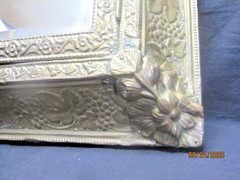 Antique 1800s French Repousse Framed .Beveled Mirror Key Safe Wall Cabinet