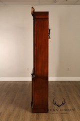 China Cabinet Display Bookcase with Carved Pediment and Silk Backing