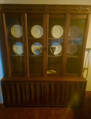 Antique Vintage breakfront/China Cabinet w/Slim Design. Depth Is Only 15 Inches