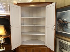 Antique Corner Cupboard Cabinet Blind doors Early Primitive