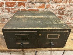 Antique 2 Drawer Globe Wernicke Card Index Cabinet Catalog File Wood W-15-246