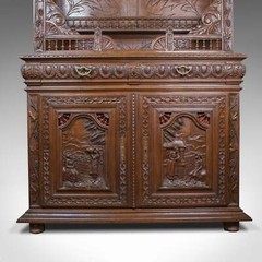 Antique, Breton Cabinet, Carved French Sideboard, Oak, Late 19th Century C.1880