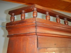Victorian Walnut Corner Cupboard Beveled Glass Doors Gallery Top Ornate Brass
