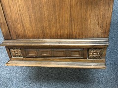 vintage Worm Wood Top Cabinet with 2 Doors & Fancy Work Front – 31″ tall