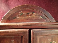 SMALL LITTLE VINTAGE HANDMADE DECORATED WOOD CUPBOARD FOLK ART SWEDEN SWEDISH