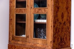 Antique French Louis Philippe Burl Wood Vitrine Cabinet