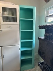 Vintage Wood Free standing Cabinet Turquoise End Cap 50’s Right Side 70in