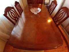 Antique Wooden China Cupboard and Wooden Table with 6 Chairs