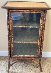 Antique English Japanese Wall Curio Display Cabinet Bookcase Bamboo Victorian