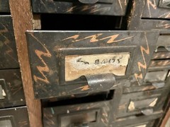 1920’s Yawman & Erbe 36 Drawer Parts Chest, Oak Cabinet, Japanned Metal Drawers