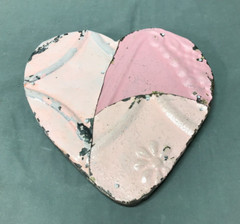 Decorative Salvage Pink Tin Ceiling 8″ Patchwork Metal VTG Heart Old 143-25B
