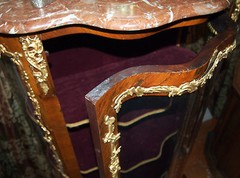 VITRIN 19C FRENCH BRONZE WORK AND GLASS DOORS WITH MARBEL TOP :57″ HIGH