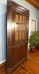 Antique Corner Cupboard Cabinet 12 Pane Divided Glass Door