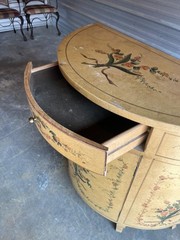 Vintage Hand Painted Half-Moon Cabinet