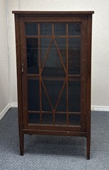Antique Mission Style Glass Door Linen Cabinet by Udell Works Indianapolis USA