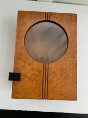 Art Deco Barber Shop Cabinet Circle Glass Birdseye Maple Burton Chicago 1930s