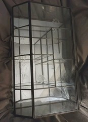 Vtg Mirrored Etched Glass and Brass Curio Cabinet Display Case 4 Shelf