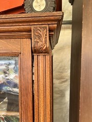 vintage antique quartersawn Oak 2 door upright cabinet – 72” h x 45.5” w x 18” d