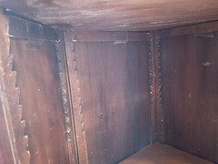 Mahogany Georgian Hanging Corner Cabinet Or Cupboard, 13 Pane Door 38”T