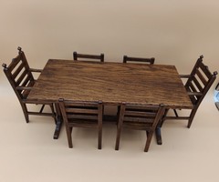 Vintage Apprentice Miniature Dinning Table Handmade Wooden Accessories #2