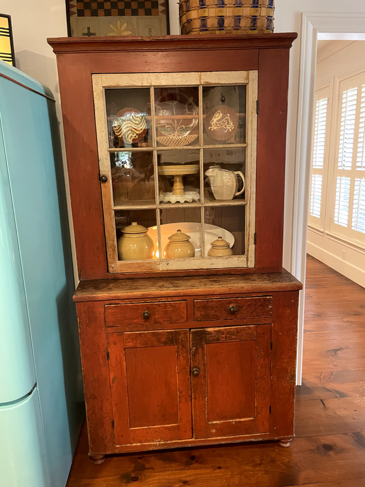 American Stepback Cupboard, 19th Century, Original Red Paint, York County PA