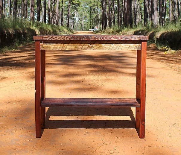 Antique Reclaimed Longleaf Heart Pine Wood Sofa Table 30”L x 36”H x 12”W