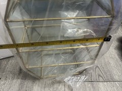 Vintage Octagon Brass and Glass Curio Cabinet Shelf