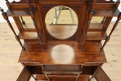 Art Nouveau Antique Carved Mahogany Etagere Display or Bar #51867