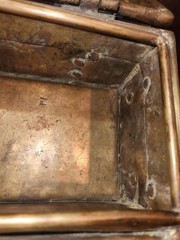 Antique Copper/Brass With Cast iron Support Cabinet Chest Jewelry Box, Heavy.