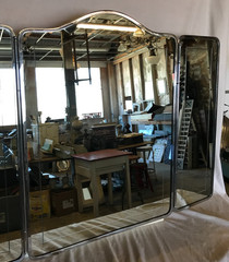 VTG 1950 Deco 26×37 Vanity Arch Top Tri-Fold Mirror Medicine Cabinet Old 649-26B