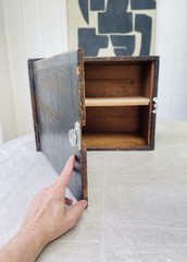 Antique vintage pine 1930s wall cabinet shelf office storage bathroom kitchen.