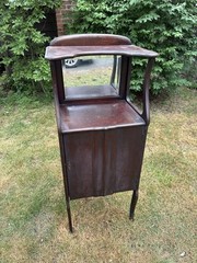 Best Antique Mahogany Sheet Music Cabinet with Beveled Mirror & Top Shelf Larkin