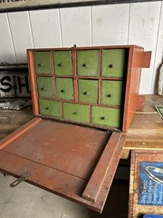 1900s Cabinet Apothecary Industrial Nut Bolt Multi Drawer Depression Era Country
