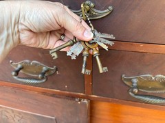 ANTIQUE Burl Walnut DENTIST CABINET/Armoire-Multi-DRAWER-Mirrored DOORS-19th C