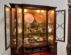 American Flame Mahogany Dropfront Bookcase China Cabinet Secretary Circa 1920