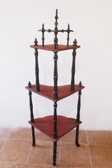 Antique Napoleon III French Corner Shelf 1850 1870 3 Shelves Black Wood