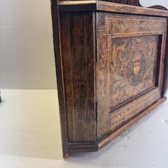Antique Hand Stencil Corner Wall Cabinet Folk Art/Renaissance Revival 21” Tall