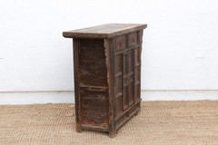 Antique Pagoda Elm Cabinet w/Original Painted Finish Vintage Chinese Cabinet