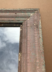 Salvaged Wood Harlem Moulding Shabby 21″ x 27″ Pink/Blue Mirror Old 463-23B