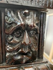 17th C Antique GOTHIC English Carved Caryatids Prayer Kneeler Desk 1660s