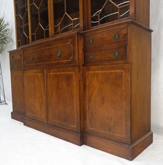 Charak Mahogany Inlaid Individual Bubble Glass Butlers Desk Breakfront Cupboard