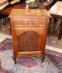French Antique Carved Tiger Oak Louis XV Cabinet / Jam Cabinet