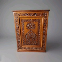 Fab Antique Arts & Crafts Wood Dutch Wall Cabinet Intricate Hd/Carved MUST SEE